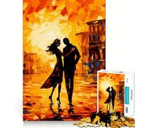Couple Romantique dans Un Paysage Urbain Puzzle de 1000 pièces pour Adolescents Améliore la mémoire Détente et créativité Bords précis Cadeau élégant (50x75cm)