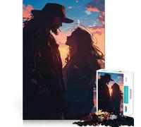 Couple Romantique Puzzle de 1000 pièces pour Adultes Jeu de réflexion et d'éveil Activité à la Maison Découpe Lisse Surprise de Noël (50x75cm)