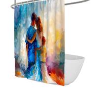 Couple Romantique, Rideau de Douche d’Art, Dessin Portrait d’Amour Abstrait, Rideau de Bain en Polyester étanche pour Salle de Bain Romantique, Lavable en Machine 180 x 220 cm