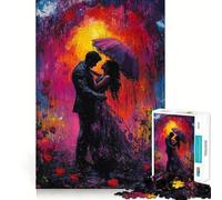 Couple Romantique sous la Pluie Puzzle de 1000 pièces pour Adolescents Jeu de logique Stimulant Moments en Famille Bords Nets Surprise chaleureuse (38x52cm)
