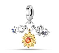 Couple romantique trois pièces pendentif breloque, breloque de bracelet perlé, convient aux bracelets de 3 mm à 4,5 mm