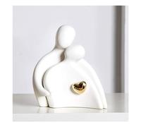 Couple Sculpture Abstraite, Figurine Art Déco Moderne Minimaliste, Statue en Céramique Or Verdâtre pour Salon, Chambre, Bar, Décoration de Armoire à Vin