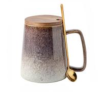 Couple Tasses Motif Eau Changées Au Four Paire De Café En Céramique Artistique Avec Couvercles Et Cuillères Glaçage Thé Bureau Pour Un Usage Domestique