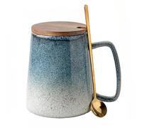 Couple Tasses Motif Eau Changées Au Four Paire De Café En Céramique Artistique Avec Couvercles Et Cuillères Glaçage Thé Bureau Pour Un Usage Domestique