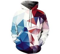 Couple Unisexe Minimaliste Sweat à Capuche Nouveau Type de Pull à Capuche Numérique 3D à Manches Longues Leggings Tricotés, bleu, L