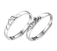 Couples anneaux anniversaire personnalisés pour les couples, anneaux sterling réglables pour une alliance en couple, ronde avec des ensembles de bagues de mariage géométrique