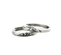 Couples Anneaux de grave anneaux pour le mariage des couples, couple de bandes de mariage sterling réglable, ronde avec un groupe géométrique