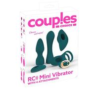 Couples Choice RC with 4 Attachments Mini Vibromassaeur Set Vert/Or One Size