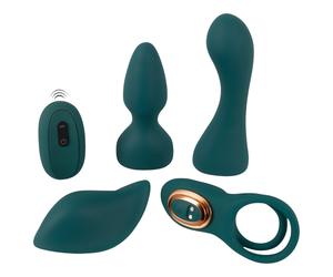 Couples Choice - stimulateur vibrant télécommandé 4-en-1 - silicone turquoise