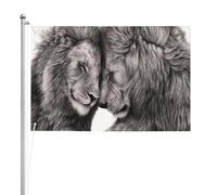 Couples de lions noirs et blancs,Drapeau de jardin, bannière décorative, drapeau double face, 2 x 3 pieds, pour extérieur et intérieur