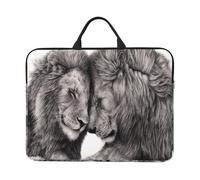 Couples de Lions Noirs et Blancs,Housse pour Ordinateur Portable 14 Pouces, Sacoche pour Ordinateur Portable, Mallette avec poignée