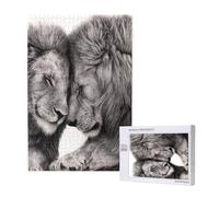 Couples de Lions Noirs et Blancs,Puzzle 1000 pièces en Bois pour Adultes et Adolescents - Jeu Familial - Décoration Murale