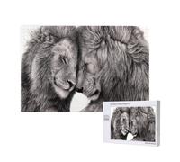 Couples de Lions Noirs et Blancs,Puzzle Familial en Bois de 1 000 pièces pour Adultes et Adolescents, décoration d'intérieur