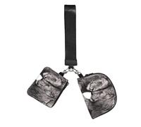 Couples de lions noirs et blancs,Sacoche de poignet pour sports de plein air, porte-monnaie portable, pochette portefeuille avec porte-clés détachable