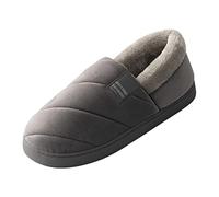 Couples femmes Slip On Furry Flat Home Hiver Round Pantoufles en peluche à mémoire de forme Pantoufles de Noël en feutre, gris foncé, 41 EU