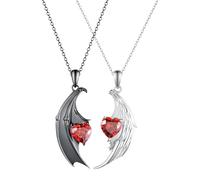 Couples Matching Necklaces,Black And White Wings Relationship Necklace