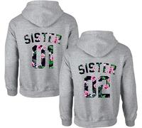 Couples Shop Best Friends Femme Sweat à Capuche Sister Hoodie - 1x Pull Sister01 Flower1-Gris XL