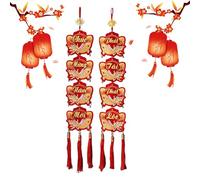 Couplet du Nouvel an - Œuvre d'art Symbolique Rouge Vif, Paire de défilement Mural ornemental, décoration Festive, élégante Touche de Vacances printanières | pour la Maison, Le Salon, Les