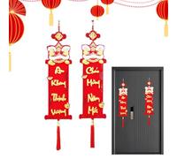 Couplets 3D imperméables pour le Nouvel An chinois - Autocollants de porte en relief pour la maison et le bureau, décalques muraux traditionnels du Nouvel An en relief