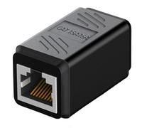 Coupleur de câble Ethernet - Adaptateur RJ45 durable, articulé en ligne | Boîtier noir de petite taille avec double prise femelle, connecteur d'extension pour cat6 cat6 cat5e cat5 réseau