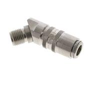Coupleur de moule DN 6 en acier inoxydable Embout G 1/4 pouce filetage mâle Double obturation 45-deg