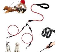 Coupleur double de laisse pour chien, sans enchevêtrement, rotation à 360°, laisse élastique réfléchissante, robuste, réglable, 2 coupleurs de laisse pour chien, pour promener le chiot, petit, moyen