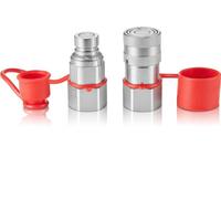 Coupleur hydraulique 1/2 pouce Coupleur plat 3/4 SAE - Chargeur compact - Acier trempé - Capuchons anti-poussière - Moletage antidérapant - Eléments de connexion de haute qualité