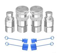 Coupleur hydraulique à face plate ISO 16028, kit de connexion rapide, 2 ensembles de raccords filetés NPT, pour chargeur, tracteur, adaptateur en acier au carbone haute pression (NPT3/8)