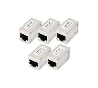 DIGITUS Connecteur RJ45 Cat 6A -5 pièces - Rallonge de câble Lan - Connecteur de câble réseau Cat6A - Compatible PoE - Connecteur modulaire - Pour Switch, DSL, Modem, Routeur, PC - Argenté