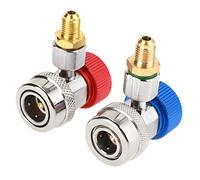 Coupleur Rapide R134 A/C Basse/Haute Raccord Rapide Raccordement Adaptateur + Noyau de Vanne d'extraction(Red High Pressure)