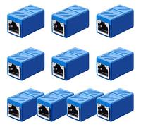 Coupleur RJ45, Connecteur de Réseau Adaptateur d'Extension d’Ethernet pour Cat7/ Cat6/ Cat5e/ Cat5 Coupleur de Câble de Réseau Ethernet Femelle à Femelle (Bleu, 10 Pièces)