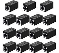 Coupleur RJ45, Connecteur de Réseau Adaptateur d'Extension d’Ethernet pour Cat7/ Cat6/ Cat5e/ Cat5 Coupleur de Câble de Réseau Ethernet Femelle à Femelle (Noir, 15 Pièces)
