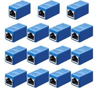 Coupleur RJ45, Connecteur de Réseau Adaptateur d'Extension d’Ethernet pour Cat7/ Cat6/ Cat5e/ Cat5 Coupleur de Câble de Réseau Ethernet Femelle à Femelle (Bleu, 15 Pièces)