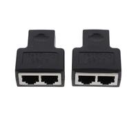 Coupleur Séparateur 1 à 2 Rj45 Noir en Plastique 2pcs
