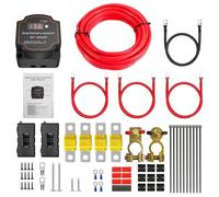 Coupleur Separateur Batterie 12v,Kit d'Isolateur De Coupleur Batterie Double,12 v 140 Amp Kit De Relais Sensible à La Tension 3m,Kit De Relais De Charge Divisé Pour Vtt Utv Camions Camping
