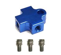 Coupleur universel en T pour tuyau de frein de moto ATV en aluminium CNC, adaptateur 3 voies avec 3 boulons banjo M10 (bleu)