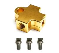 Coupleur universel en T pour tuyau de frein de moto ATV en aluminium CNC, adaptateur 3 voies avec 3 boulons banjo M10 (doré)