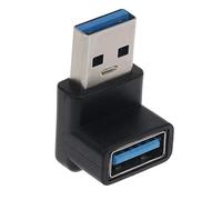 Coupleur USB 3.0 à 90 degrés femelle vers mâle - Adaptateur de câble d'extension - 1 connecteur USB 3.0 femelle