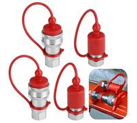 Coupleurs rapides hydrauliques 3/8 Ag ISO 5675, 2 ensembles de raccords de style pionnier, corps ISO 3/8" avec filetage NPT, comprend des bouchons anti-poussière en silicone