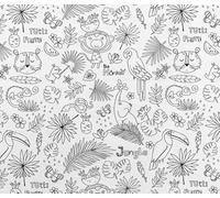 Coupon de Tissu à Colorier Jungle, 100% Coton, 150 x 100 cm, Lavable en Machine