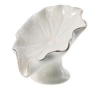 couponhub Porte-savon en céramique en forme de feuille de lotus, porte-éponge auto-drainant délicat pour salle de bain, cuisine, économiseur de savon portable (blanc/vert) (blanc)