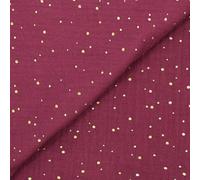 Coupons de 3 mètres Double gaze lie de vin confettis doré - Tissu couture - Tissu Rouge - Coton Coupon de 3mètres sur 140cm de largeur - Les Coupons de Saint Pierre
