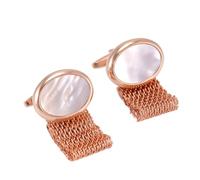 Coups de manchette pour hommes ongles à manches françaises Chain de chaîne en or rose avec coquille blanche ovale Fritillaire