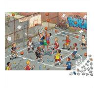 Cour de Basket dans la Rue du Quartier Puzzle en Bois Imperméable DIY Puzzles De 1000 Pièces pour Adultes Amusant Jeux De Stimulants
