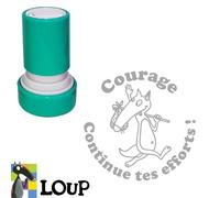 Courage Continue tes efforts !, Tampons Auto-Encreurs Pour Les Enseignants. 22mm, Reencrable, Encre Argent/Gris. Loup (Auzou)*