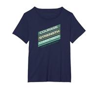 Courage Force Engagement pour Mettre Fin à la maladie de Lyme T-Shirt, Femme Grandes Tailles, Bleu Marine, 3X