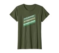 Courage Force Engagement pour Mettre Fin à la maladie de Lyme T-Shirt, Femme, Olive, 3XL