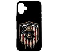 Courage Lives Bravoure des Pompiers Coque pour iPhone 16 Plus