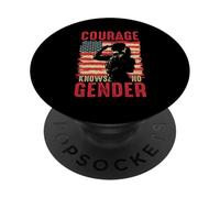 Courage ne connaît Pas de Sexe Fierté Militaire PopSockets PopGrip Adhésif