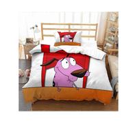 Courage The Cowardly Dog Duvet Cover Cartoon Pieces Soft Microfiber Bedding Set Dog Printed Duvet Cover D for Kids Boys Teens 135*200 CM 25-